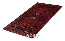 Vintage Hand-Knotted Area Rug 3'7 x 6'6 Traditional Wool Carpet