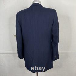 Vintage Hickey Freeman 2 Piece Suit Mens 40L 32x31 Navy Stripe Flannel