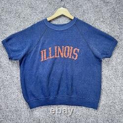 Vintage Illinois Sweatshirt Mens Medium Navy 60s Illinois University RARE USA