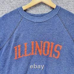Vintage Illinois Sweatshirt Mens Medium Navy 60s Illinois University RARE USA