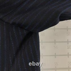 Vintage Lou Myles Suit Mens 46 Jacket 41x25 Pants Navy Blue Pinstripe Two Button