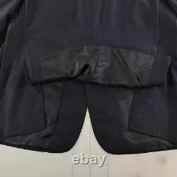 Vintage Lou Myles Suit Mens 46 Jacket 41x25 Pants Navy Blue Pinstripe Two Button