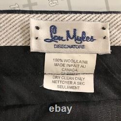 Vintage Lou Myles Suit Mens 46 Jacket 41x25 Pants Navy Blue Pinstripe Two Button