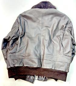 Vintage Men's Navy Airborne Leathers Brown Leather Jacket Size Large