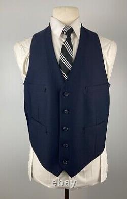 Vintage Mens 40R Navy Blue 3 Piece Suit With Vest & Dress Pants 34x30