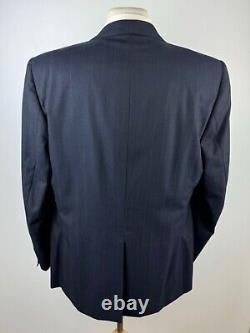 Vintage Mens 44L Navy Double Breast Wool 2 Piece Suit With Dress Pants 38x31