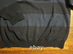 Vintage Mens New Tommy Hilfiger Navy Stripe Cotton Crew Neck Sweater Size Large