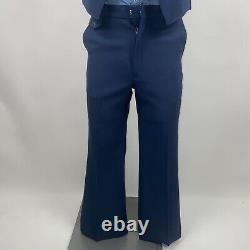 Vintage Mens Suit 3 Piece 36 Jacket 30 28 Pants Vest Leisure Navy Disco 60s 70s