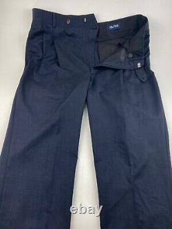 Vintage Nautica Mens 40L Navy Blue Wool 2 Piece Suit With Dress Pants 34x30