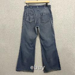 Vintage Navy Seafarer Men Jeans 32 x 31 60s 70s Denim Bell Bottom Wide Leg Talon