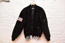 Vintage New Crew US Navy Genuine Leather Patch Coat Jacket Mens Medium