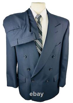 Vintage Nino Cerruti Mens 42S Navy USA Double Breast 2 Piece Suit With Pants 34x28