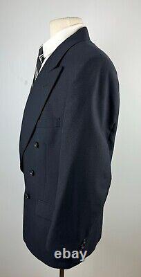 Vintage Nino Cerruti Mens 42S Navy USA Double Breast 2 Piece Suit With Pants 34x28