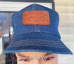 Vintage Orange Tag Levis Strauss Denim Baseball Cap Hat Strap Back