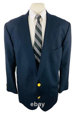 Vintage Palm Beach Mens 50R Navy Blue Gold Button Blazer Sport Coat Suit Jacket