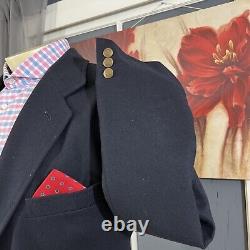 Vintage Pendleton Blazer Mens 44S Short Wool Navy Metal Buttons Sport Jacket