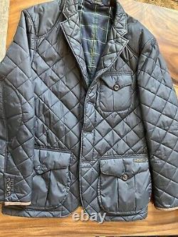 Vintage Polo By Ralph Lauren Quilted Sport Jacket Navy Men's Sz L Surgeon Cuffs