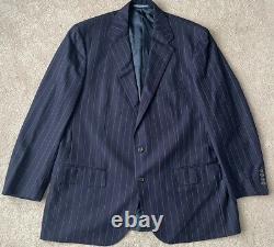 Vintage Polo Ralph Lauren 2 Piece Suit Mens Pant 42x30 Wool Pinstripe Navy Italy