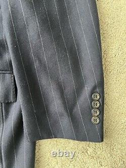 Vintage Polo Ralph Lauren 2 Piece Suit Mens Pant 42x30 Wool Pinstripe Navy Italy