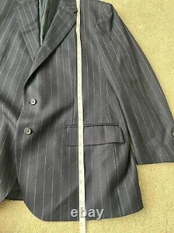 Vintage Polo Ralph Lauren 2 Piece Suit Mens Pant 42x30 Wool Pinstripe Navy Italy