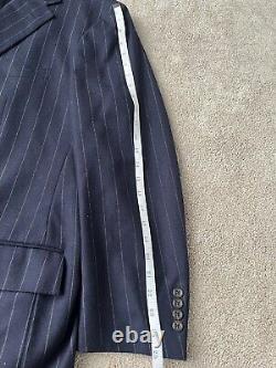 Vintage Polo Ralph Lauren 2 Piece Suit Mens Pant 42x30 Wool Pinstripe Navy Italy