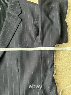 Vintage Polo Ralph Lauren 2 Piece Suit Mens Pant 42x30 Wool Pinstripe Navy Italy