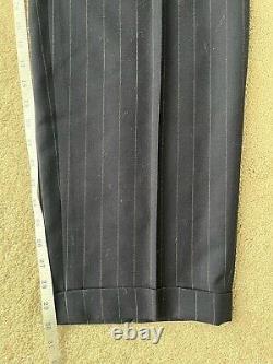 Vintage Polo Ralph Lauren 2 Piece Suit Mens Pant 42x30 Wool Pinstripe Navy Italy