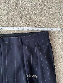 Vintage Polo Ralph Lauren 2 Piece Suit Mens Pant 42x30 Wool Pinstripe Navy Italy