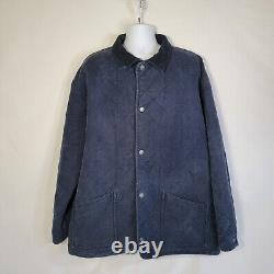 Vintage Polo Ralph Lauren Navy Blue Quilted Cotton Chore Jacket Mens 2XL