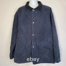 Vintage Polo Ralph Lauren Navy Blue Quilted Cotton Chore Jacket Mens 2XL