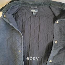 Vintage Polo Ralph Lauren Navy Blue Quilted Cotton Chore Jacket Mens 2XL