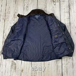 Vintage Polo Ralph Lauren Quilted Riding Jacket Mens XXL 2xl Navy Blue Corduroy
