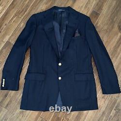 Vintage Polo Ralph Lauren Wool Club Jacket Size 44 L Navy Blue with Gold Buttons