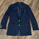 Vintage Polo Ralph Lauren Wool Club Jacket Size 44 L Navy Blue With Gold Buttons