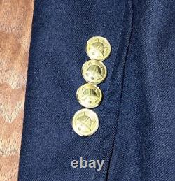 Vintage Polo Ralph Lauren Wool Club Jacket Size 44 L Navy Blue with Gold Buttons