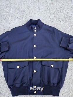 Vintage Polo Ralph Lauren Wool Navy Military Flight Bomber Jacket Size Large