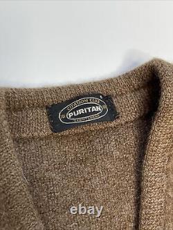 Vintage Puritan Wool Mohair Fuzzy Navy Cardigan Sweater Cobain Grunge Mens Small