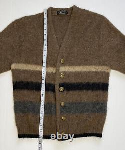 Vintage Puritan Wool Mohair Fuzzy Navy Cardigan Sweater Cobain Grunge Mens Small