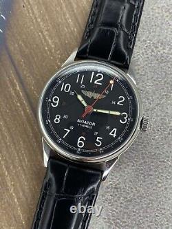 Vintage Raketa Watch Mechanical Aviator Wrist Russian Soviet USSR Military Rare