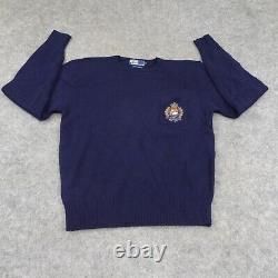 Vintage Ralph Lauren Sweater Mens Large Crest Cashmere Pocket Knit 90s Navy Blue