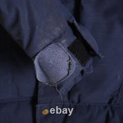 Vintage Rocky Mountain Featherbed Jacket Mens Navy Blue Leather Yoke Size 38