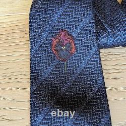 Vintage Ronaldus Shamask Navy Striped Silk Tie Barneys NY Applied Flower Japan