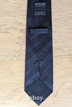 Vintage Ronaldus Shamask Navy Striped Silk Tie Barneys NY Applied Flower Japan