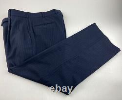Vintage Saxony Hall Mens 41S Navy Blue Stripe Wool 2 Piece Suit With Pants 34x28