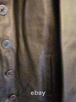 Vintage Schott Nyc Us 740n Navy Issue Heavy Leather Pea Coat Jacket Size 54 XXXL
