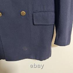 Vintage Sears Traditional Collection Coat Mens 42 Double Breast Navy Gold Button
