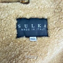 Vintage Sulka Italy Lamb Lined Navy Coat Overcoat Mens 42