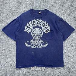Vintage The Grateful Dead Shirt Mens Large Navy 70s Band Tee Skull 1976 Pocket