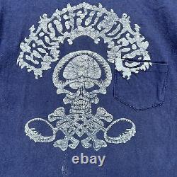 Vintage The Grateful Dead Shirt Mens Large Navy 70s Band Tee Skull 1976 Pocket