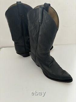 Vintage Tony Lama Navy Plain Style Western Cowboy Boots Size 11D withNEW SOLES